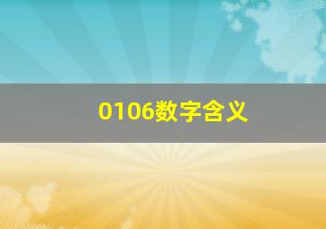 0106数字含义