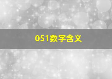 051数字含义