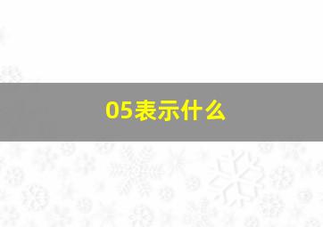 05表示什么