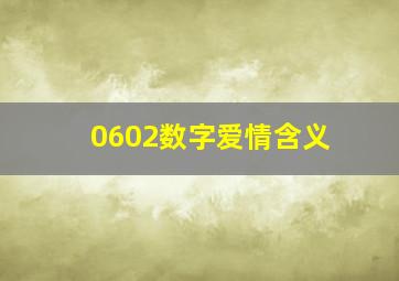 0602数字爱情含义