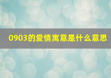 0903的爱情寓意是什么意思