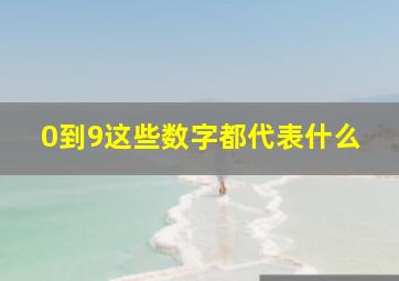 0到9这些数字都代表什么