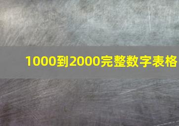 1000到2000完整数字表格