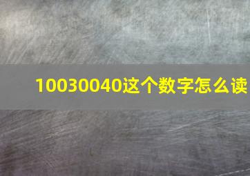 10030040这个数字怎么读