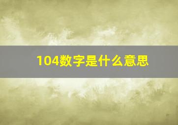 104数字是什么意思