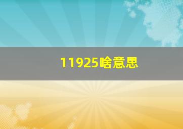 11925啥意思