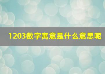 1203数字寓意是什么意思呢