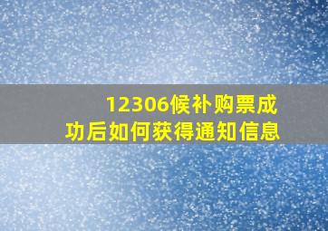 12306候补购票成功后如何获得通知信息