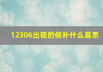 12306出现的候补什么意思