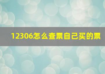 12306怎么查票自己买的票