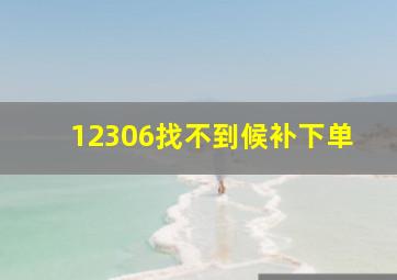 12306找不到候补下单