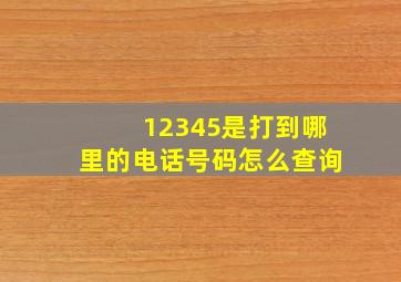 12345是打到哪里的电话号码怎么查询