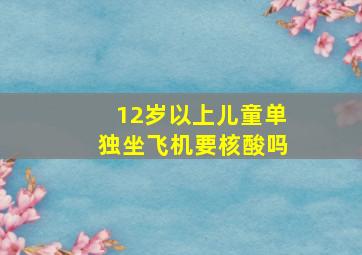 12岁以上儿童单独坐飞机要核酸吗