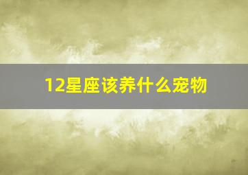 12星座该养什么宠物