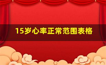 15岁心率正常范围表格