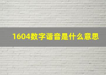 1604数字谐音是什么意思