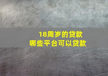 18周岁的贷款哪些平台可以贷款