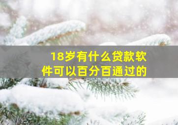 18岁有什么贷款软件可以百分百通过的