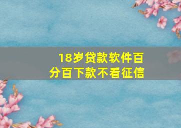 18岁贷款软件百分百下款不看征信