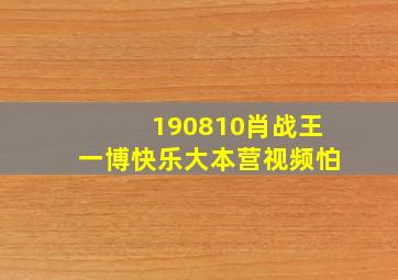 190810肖战王一博快乐大本营视频怕