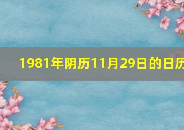 1981年阴历11月29日的日历