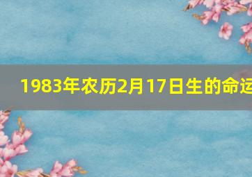 1983年农历2月17日生的命运