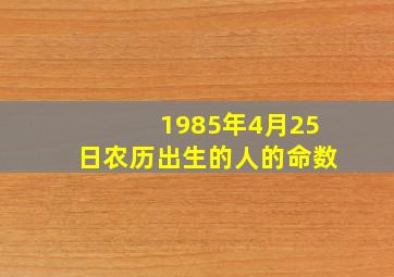 1985年4月25日农历出生的人的命数