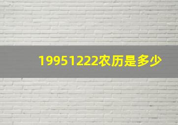 19951222农历是多少