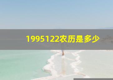 1995122农历是多少