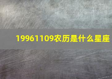 19961109农历是什么星座