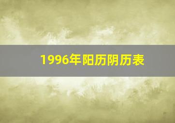 1996年阳历阴历表