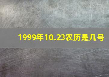 1999年10.23农历是几号