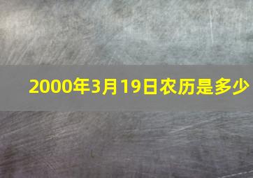 2000年3月19日农历是多少