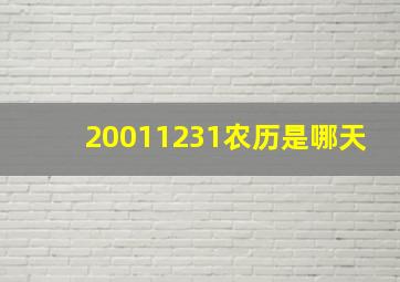 20011231农历是哪天