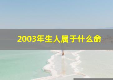 2003年生人属于什么命