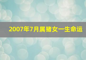 2007年7月属猪女一生命运