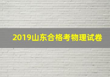 2019山东合格考物理试卷