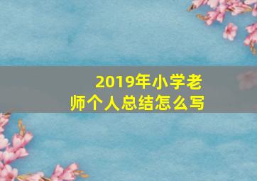 2019年小学老师个人总结怎么写