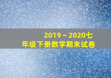 2019～2020七年级下册数学期末试卷