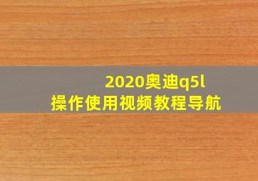 2020奥迪q5l操作使用视频教程导航