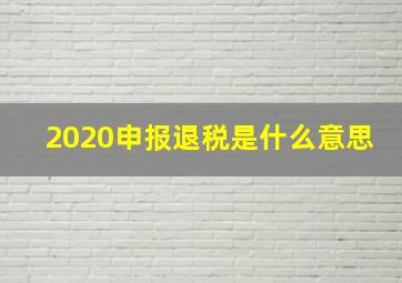 2020申报退税是什么意思