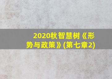 2020秋智慧树《形势与政策》(第七章2)