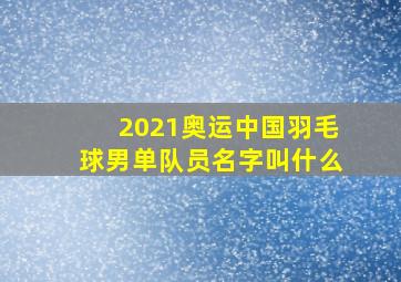 2021奥运中国羽毛球男单队员名字叫什么