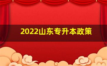 2022山东专升本政策