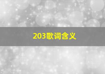 203歌词含义