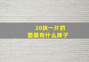 20块一片的面膜有什么牌子