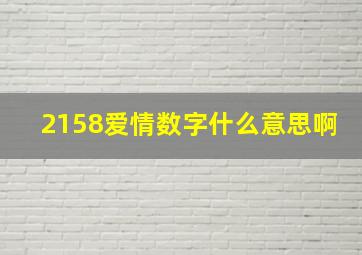 2158爱情数字什么意思啊