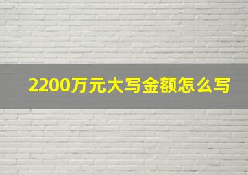 2200万元大写金额怎么写