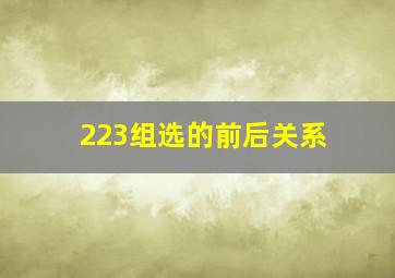 223组选的前后关系