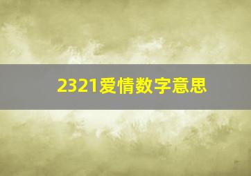 2321爱情数字意思